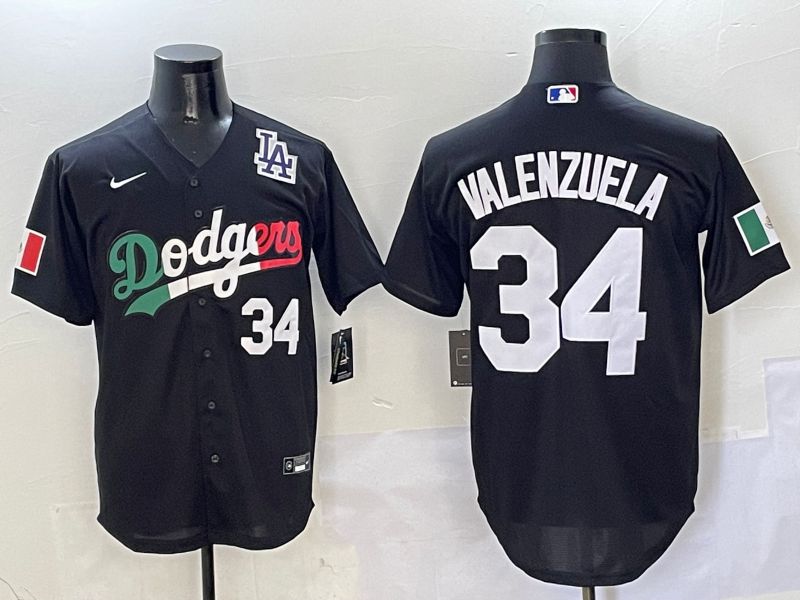 Men Los Angeles Dodgers #34 Valenzuela Black Mexico Game Nike 2025 MLB Jersey style 10